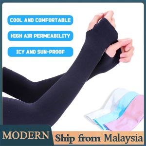 Outdoor Sports Hand Socks - Thin & Elastic Ice Silk Sleeves with UV Blocking | Sunscreen Arm Covers for Fishing/Driving (Sarung Tangan Lengan)