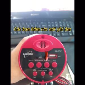 Loa bán hàng kẹp bình có ghi âm phát lại dùng bình 12V-75V phóng thanh to và xa có sẵn kẹp