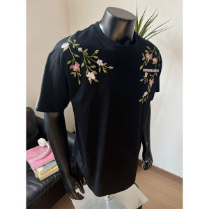 เสื้อยืดแขนสั้นพิมพ์ลายดอกไม้ไซส์ใหญ่ 300 ปอนด์ สำหรับผู้ชายและผู้หญิง ฤดูร้อน 2025 แขนสั้น คอกลม ทรงหลวม ลำลอง