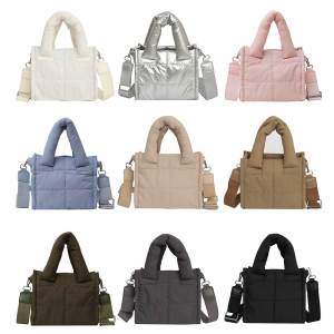 Womens Quilted Tote Handbag with Adjustable Strap Versatile Puffer Bag for Daily Use and Travel in Elegant Design