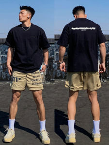 Trendy Retro Alphabet 270G Heavy Weight Pure Cotton Trendy Mens Summer Short Sleeve T-Shirt American Style Loose Niche Style All-Matching T-shirt