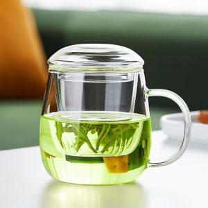 Thickened Glass Tea Cup with Filter for Office And Home Use Mens Style Tea Brewing Cup Water Separation Three-Piece Set New 2025
