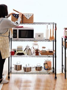 Black Metal Multi-layer Storage Rack Carbon Steel Balcony Luggage Box Shelf Home Use Organization Utility Shelf Kitchen