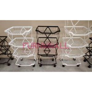 Furnimall Kitchen Metal Racks Trolley Organizer Rak Dapur Beroda Foldable Trolley Storage 置物架