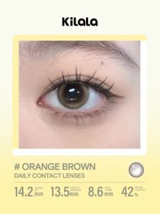 Kilala 2pc 1 Day Daily Disposable Contact Lenses Cosmetic Color Contact Lenses Orange Brown/Felinae Grey 42% Water Content 14.2-14.5mm Soft Color Contact Lens (2 Pcs / Boxes)