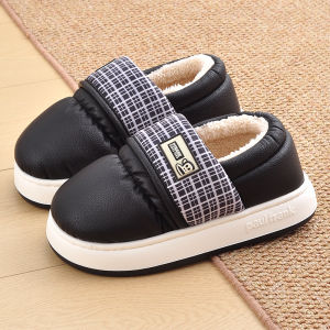Warm Cotton Slippers with Back for Women Home Use Furry Slippers Winter Thick Heel Home Shoes Anti-Slip Rubber Bottom
