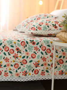 Beautiful Lace Summer Bed Sheets Cool Pure Cotton Crash Summer Sleeping Mat Thickened Cotton and Linen Sheet Idyllic Small Floral