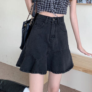 Váy Midi Cạp Cao Màu Trơn Cho Nữ Váy Chữ a Xếp Nếp Cạp Cao Phong Cách Nhật Bản Mùa Hè 2025