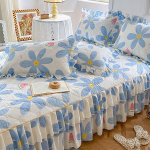 PAMPAS | Thickened Cotton Dustproof Fitted Sheet 1PC Japanese Style with Skirt
