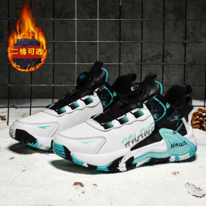 No-Tie Waterproof Leather Surface Mens Sport Shoes Anti-Slip Wear-Resistant Low Top Basketball Running Shoes for Teens