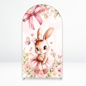 VIKAMA Cute Rabbit Theme Arch Backdrop Covers for Birthday Celebrations Themed Decorations Indoor/Outdoor Parties Baby Shower