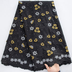 French Elegance African Cotton Lace Fabric Premium Swiss Voile Lace With Sequins For Wedding Party & Evening Dresses
