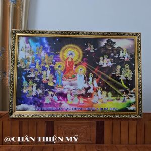 Tranh Tây Phương Cực Lạc Thánh Chúng Treo Tường Có Đèn Khung Cao Cấp Trang Trí Bàn Thờ Phật Treo Phòng Thờ NTPCL-21