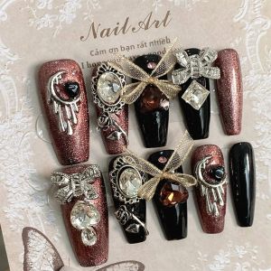 10 Bộ Móng Tay Giả Hình Quan Tài Thủ Công Màu Đen Hồng Vàng Đẹp Dành Cho Nữ Dùng Trong Tiệc Tùng