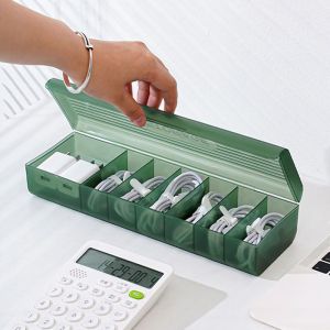 Data cable storage organizer box Transparent Container for Desk Stationery Makeup Organizer