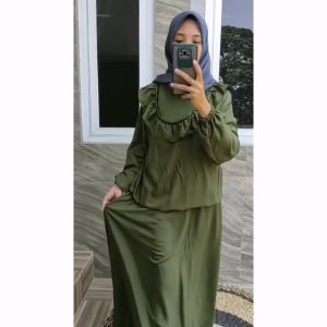 Setelan Rok Rayon Twill Premium Polos | Set Blus Rumbai Polos Daily Wanita
