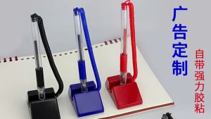 Reception Counter Pen Desktop Pen Black Ink Pen for Desk Secure Pen with Adhesive Chain and Security Pen Holde