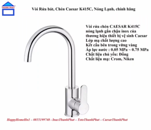 Happyhomehn1 - K415C - Vòi Rửa bát Rửa Chén Caesar K415C Nóng Lạnh chính hãng BH 2 năm