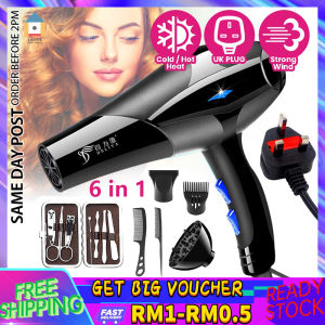 【Malaysia Spot Sale】Hair Dryer 3 Pin Plug 2200W Deliya Professional Ionic Strong Wind Hair Dryer Barber Saloon Pengering Rambut 6 in 1 Saloon Hair Dryer Big & Light