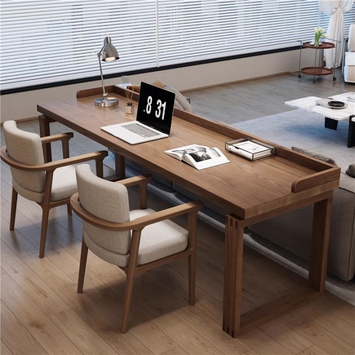 JapaneseStyle Wall Desk Solid Wood Double Long Table Student Household