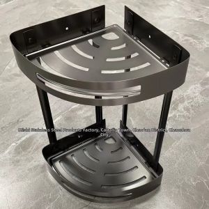 Stainless Steel Bathroom Towel Rack Shelf Paper Holder Drilling Free