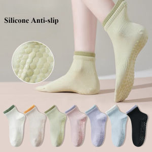 ECMLN Womens Yoga Middle Tube Socks Glue Dots Non-slip Sports Socks Indoor Fitness Floor Socks Color Matching All-match Socks