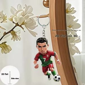 Multifunctional Ideal C Ronaldo Soccer Player Pendant KeychainFootball Star 2D Flat Acrylic Ornament This Creative Hanging