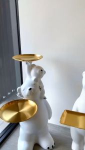 Bosca Living - Polar Bear Bedside Decoration / Pajangan Rumah Dekorasi / Hiasan Ruang Tamu Unik / Meja Antik / Coffee Table / Meja Samping Sofa / Pajangan Rumah Bentuk Beruang / Home Decoration