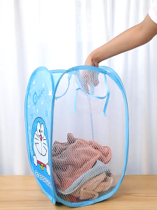 Laundry Basket Foldable Laundry Basket Dirty Cloth Basket Storage Steel Frame Mesh Clothes Bucket Bakul Baju Kotor 脏衣篮