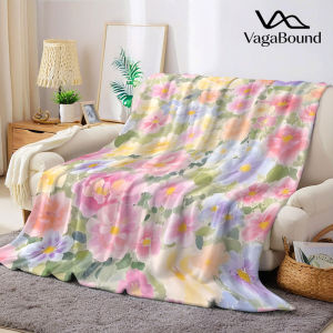 BILIBILI | pastel watercolor floral garden Flannel Blanket Warm Soft Halloween Christmas Decorative Couch Warm Cozy All-Season Gift