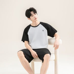 MiiOW | ชุดนอนผู้ชายผ้าฝ้ายแท้แขนสั้น 5 ชิ้น คอกลม ลำลอง ใส่สบาย ฤดูร้อน 2025 ชุดนอนผ้าฝ้ายระบายอากาศได้ดี ทรงหลวม