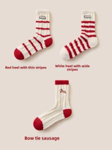 Warm Thick Mid-Calf Socks for Winter Red Aus Wool