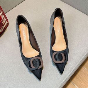 Elegant French Style High Heels Womens Pointed Toe Thin Heel Personality Lady Single Shoes Fashionable Casual Wedding Shoes