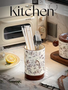 Ceramic material chopsticks storage box household drain rack