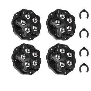 4Pcs Self Adhesive Type Mute Ball Universal Wheel 5 Beads Furniture Casters Wheels Stainless Steel Nylon Wheel 360° Rotation