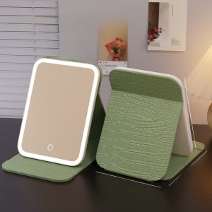 Portable Folding LED Mirror Makeup Mirror Large Illumination for Women Desktop Cosmetic Mirror LED Lighted Mirror for Home Use