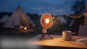HaixnFire W205 Multifunctional outdoor camping Light fan household tripod electric fan high wind portable tent ceiling fan lighting USB rechargeable Flashlight