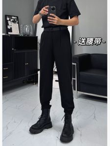 Cleanfit Black Ice Silk Mens Summer Long Casual Pants Martin Boots Nine Points Suit Pants Loose Fit High Waist Youth Fashion