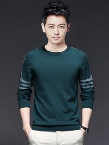 ROMON | Loose Fit Mens Hoodie Long Sleeve Round Neck T-Shirt Casual Basic Style Spring Summer Fashion Urban Sportswear Base Layer Shirt