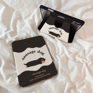 Black Sausage Dog Design Galaxy Tab S9 Case 10.9 Inch Rotatable Stand Protective Cover for Samsung S10FE A9+ S7 A8 S8 S6 Lite