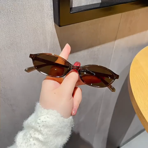 PL-H047 Kacamata Hitam Fashion Oval Retro Korean Look Sunglasses Vintage Fashion Wanita