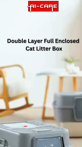 Double Layer Leak-Proof Full Enclosed Cat Litter Box | Bekas Pasir Kucing Penutup Besar 封闭式猫砂盆