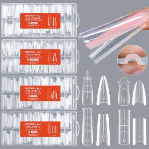 256pcs Sandwich Nail Dual Form Set Quickly Building Full Cover Tips Nail Extension Form Clear French Tip Manicure Tool
