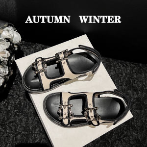 French Style Classic Style with Skirt Thick Sole Sandals Women 2024 New Arrival Summer Outwear Fashion Classy Flat Roman Style Shoes