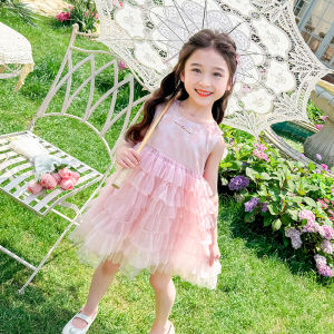 Princess Style Sleeveless Dress for Girls Baby Girls Fashionable Skirt Midi Dress Soft Material Breathable Machine Washable
