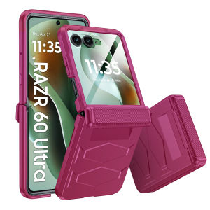 618 Sale!For Motorola Razr 60 Ultra/70 Ultra Built-in HD Tempered GlassMilitary Grade Drop ProofHinge Protection Case-Titanium