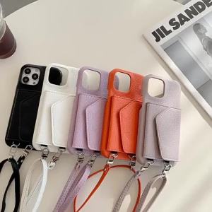 Leather Crossbody Lanyard Wallet Phone Case for IPhone 15 14 13 12 11 Pro Max Mini X XR XS Max 8 7 Plus SE 2 3 Card Holder Cover