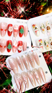 🎄 Christmas Press-On Nails – Frosty Red Noel & Holiday Cheer | Reusable Fake Nails | ZV Beauty 🎅✨