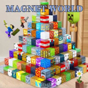 30/40/50PCS My World Magnetic Cube Building Blocks DIY Magnet Puzzle Childrens Toys Model Puzzle Gift
