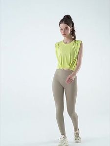 alo  Áo tank top thể dục jacquard cho phụ nữ không tay dáng rộng áo khoác ngoài thể thao áo ngắn thoáng khí